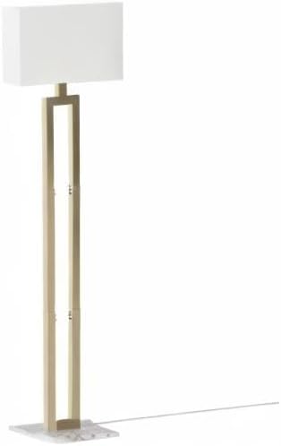 GLOBE Electric 12273 D'Alessio 58" Floor Lamp, Gold, White Linen Shade, Faux Marble Base, On/Off Socket Rotary Switch, Title 20 LED Bulb Included