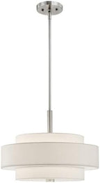 Livex Lighting Fabric Shade 50874-91 Meridian 4-Light Pendant, Brushed Nickel , Silver,18"L x 18"W x 52"H