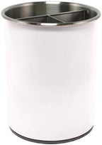 TENGINE Stainless Utensil Holder 360° Rotating 6.5X5.25 Inch Utensil Crocks for Kitchen Counter with Removable Divider White
