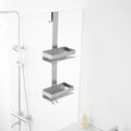 2-Tier Shower Caddy Over Shower Door - Shower Caddy Hanging Rack Organizer No Drilling, Brushed Nickel Stainless Steel Shower Shelf for Bathroom