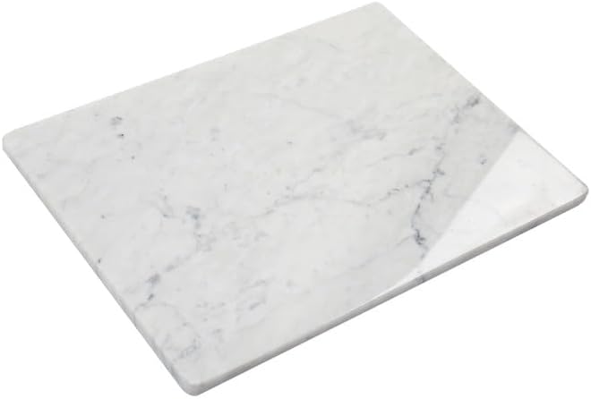 Marble Pastry Board, White Carrara Marble Cutting Board 16 x 12 Inches with Non-Slip Feet for Rolling Dough, Cheese, Pastries, Fruits and Vegetables