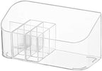 LINFIDITE Makeup Organizer Tray Bathroom Cabinet Cosmetic Storage with 9 Compartments 2 Removable Dividers Lipgloss Organizer Makeup Display Tray Case for Beauty Essentials Crystal Clear