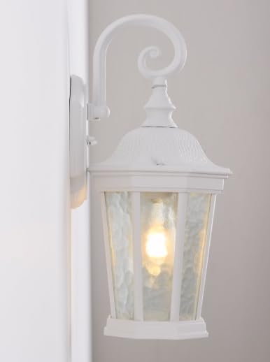Outdoor Wall Lantern, Waterproof Exterior Wall Light Fixtures, Outdoor Porch Light Fixtures Wall Mount in White Finish with Clear Glass, Aluminum Alloy, 60W