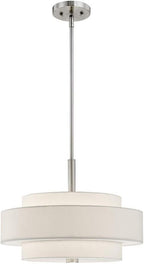 Livex Lighting Fabric Shade 50874-91 Meridian 4-Light Pendant, Brushed Nickel , Silver,18"L x 18"W x 52"H