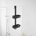 Shower Caddy Over Door Black - 2 Tier Haning Shower Caddy Shelf Rack, Stainless Steel Shower Organizer No Drilling Bath Shower Storage