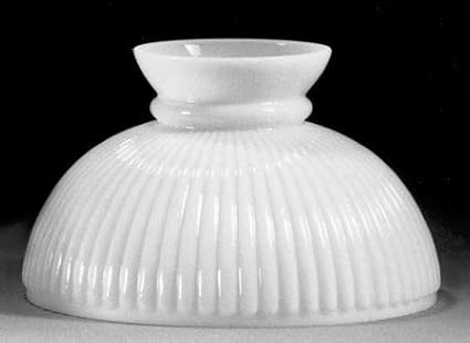B&P Lamp® 10" Cased White Glass Ribbed Student Lamp Shade with Plain Top