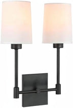 XiNBEi Lighting Wall Lamp, 2 Light Black Bedroom Wall Light with Fabric Shade for Bedside & Living Room XB-W1215-2-MB