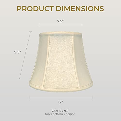 Royal Designs, Inc. BSO-708U-12LNBG-2 Modified Bell Basic Lamp Shade with UNO Threaded Fitter, 7.5 x 12 x 9.5, Linen Beige, 2-Pack