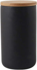 Ceramic Food Storage Jar Canister Modern Design Food Canisters with Airtight Seal Bamboo Lid, Loose Tea Coffee Spice Nuts Snacks Storage Jar Canister (Black 33.81oz/1000ml)