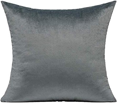 Grey Gray Velvet Throw Pillow Covers 16x16 Inch Set of 2 Soft Solid Decorative Square Cushion Cases Cozy Pillowcases for Sofa Couch Bedroom Car