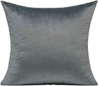Grey Gray Velvet Throw Pillow Covers 16x16 Inch Set of 2 Soft Solid Decorative Square Cushion Cases Cozy Pillowcases for Sofa Couch Bedroom Car