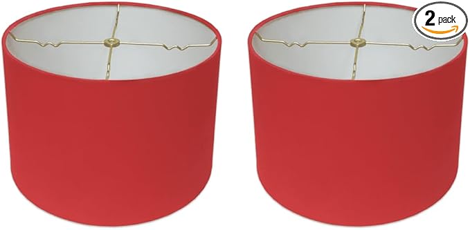 Royal Designs, Inc. HB-610-18RED-2 Shallow Drum Hardback Lamp Shade, 17 x 18 x 11.5, Red, 2-Pack