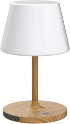 Outdoor Battery Operated Table Lamp Waterproof, 4000mAh Cordless Rechargeable, Touch Dimmable Desk Lamp, LED Night Light for Patio Camping Restaurant Home, H9.6in, Wood Grain