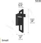 𝗠𝗢𝗗 𝗟𝗜𝗚𝗛𝗧𝗜𝗡𝗚 Terri | Modern Outdoor Wall Lights LED 10W, Exterior Wall Sconce Lights, Stainless Steel Outdoor Light Fixture, Waterproof IP65, 1 Pack (Black | Warm White 3000K | Small 14")