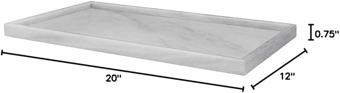 Natural Marble Stone Tray - Hand Carved, Polished Marble Bathroom Tray w/Non-Slip Rubber Pads – Compact Marble Vanity Tray in 3 Shapes - Versatile, Luxury Stone Tray for Bathroom, Kitchen & More