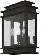 Livex 20204-04 Transitional Three Light Outdoor Wall Lantern from Princeton Collection in Black Finish