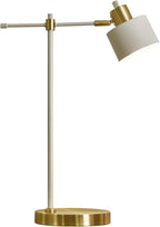 OYEARS Modern Industrial Desk Lamp for Reading LED 22.2“ Metal Table Lamp Light for Office Bedroom Study Room Living Room Nightstand Bedside Lamps Gold and Matte Cream Accent (Cream, Bulb Included)