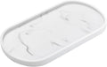 Luxspire Vanity Tray, Toilet Tank Oval Storage Tray, Resin Soap Tray Bathtub Tray, Bathroom Countertop Organization, Vanity Organizer for Candles, Soap, Towel, Plant, Medium, 11.4 Inch, Marble White