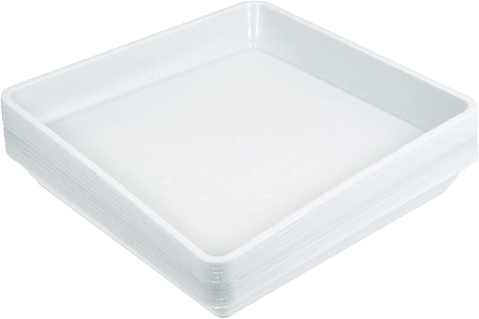MECCANIXITY Plant Pot Saucer 7 Inch Plastic Square Flower Drip Tray for Indoor Outdoor, White Pack of 10
