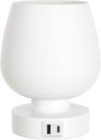 Touch Table Lamp for Nightstand - Bedside Lamp with USB C+A Charging Ports for Bedroom Living Room Night Stands, Desk Lamp with White Glass Shade for Small Spaces, 3 Way Dimmable, LED Bulbs, Gifts