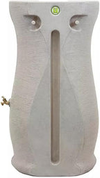 Impressions Corsican Decorative Rain Barrel, 50 Gallon Capacity,Unique Textured White Ceramic Look with Brass Spigots Finish, Modern Design