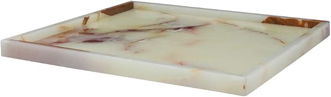 Ambrosia Collection Light Green Onyx Polished Finish 16" Square Tray