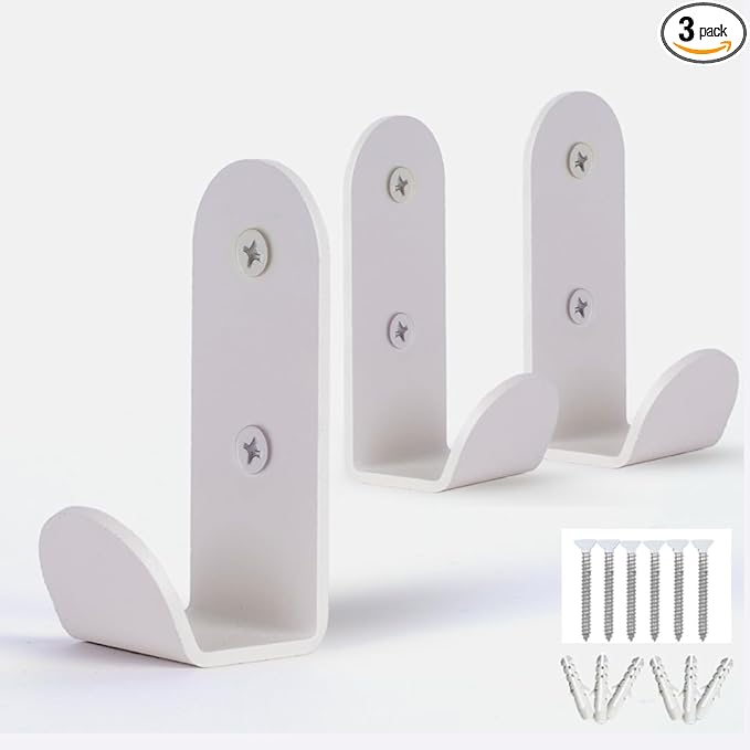 Heavy-Duty White Wall Hooks for Hanging (Set of 3) – Stylish & Sturdy Metal Hooks for Coats, Backpacks, Towels & Bags | Decorative Modern Hooks for Entryways, Bathrooms & Kids’ Rooms