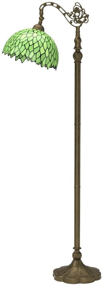 WERFACTORY Tiffany Lamp Floor Green Wisteria Stained Glass Arched Lamp 12X18X64 Inches Gooseneck Adjustable Corner Standing Reading Light Decor Bedroom Living Room S523 Series