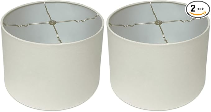 Royal Designs, Inc. HB-610-18LNEG-2 Shallow Drum Hardback Lamp Shade, 17 x 18 x 11.5, Linen Eggshell, 2-Pack