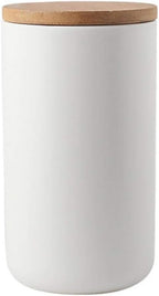 Ceramic Food Storage Jar Canister Modern Design Food Canisters with Airtight Seal Bamboo Lid, Loose Tea Coffee Spice Nuts Snacks Storage Jar Canister (White 33.81oz/1000ml)