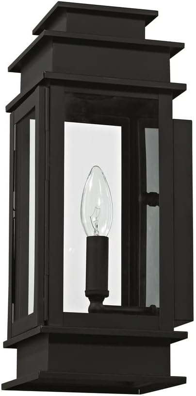 Livex Lighting 2013-01 Transitional One Light Outdoor Wall Lantern from Princeton Collection Finish, Antique Brass