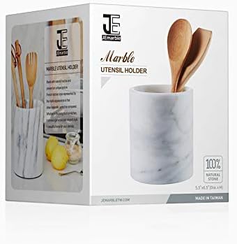 JEmarble Utensil Holder 5.5x6.5 inch(White) Crock Kitchen tools for Cooking Countertop Non-slip large capacity wine cooler
