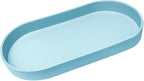 Blue Small Tray (11.8 inch), Oval Tray for Kitchen Counter, Bathtub Bathroom Vanity Items, Countertop Organizer, Coffee Accessory, Bar, Serving Seasoning, Salt and Pepper, Soap, Perfume.