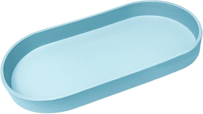 Blue Small Tray (11.8 inch), Oval Tray for Kitchen Counter, Bathtub Bathroom Vanity Items, Countertop Organizer, Coffee Accessory, Bar, Serving Seasoning, Salt and Pepper, Soap, Perfume.