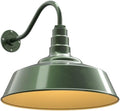 Steel Lighting Co. Redondo Barn Light | Outdoor Wall Mounted | 20 inch Dome | 16" Gooseneck | Large Farmhouse Warehouse Light Made in America | Hunter Green Exterior/Brass Interior