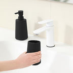 Bathroom Accessories 2 Piece Soap Dispenser and Toothbrush Holder Set Striped Black