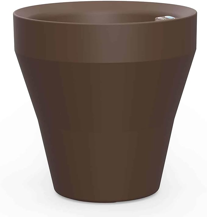 Crescent Garden Rim TruDrop Planter, Self-Watering Plant Pot, 18-Inch (Bark)