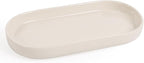 Ceramic Jewelry Tray – Oval Vanity Dish for Rings, Earrings, Bracelets – Minimalist Decorative Trinket Holder for Dresser, Bathroom, Nightstand – Cream White