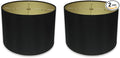 Royal Designs, Inc. HB-610-18BLK-2 Shallow Drum Hardback Lamp Shade, 17 x 18 x 11.5, Black with Gold, 2-Pack