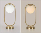 KCO Lighting Modern Bedside Night Lamp Mini Gold Table Light Metal Brass Finished Bedside Desk Lamp with Milky White Shade for Living Room Bedroom (Bronze, Oval)