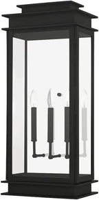 Livex 20208-04 Transitional Three Light Outdoor Wall Lantern from Princeton Collection in Black Finish