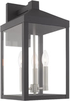 Livex Lighting 20584-80 Nyack - 17.5" Three Light Outdoor Wall Lantern, Nordic Gray Finish with Clear Glass