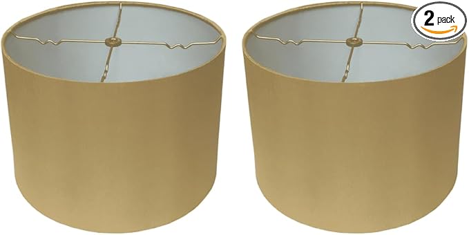 Royal Designs, Inc. HB-610-14AGL-2 Shallow Drum Hardback Lamp Shade, 13 x 14 x 9, Antique Gold, 2-Pack