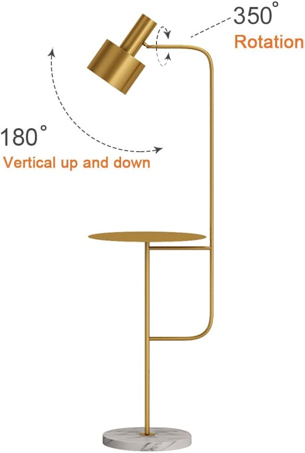 Hsyile Lighting KU300217 Contemporary Modern Creative Floor Lamp with a Table,Suitable for Living Room,Den,Office,Bedroom - E26 Base - Brushed Brass Finish