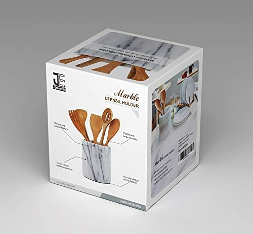 JEmarble Utensil Holder 5.5x6.5 inch(White) Crock Kitchen tools for Cooking Countertop Non-slip large capacity wine cooler