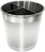 Cooler Kitchen Rotating Extra Large Stainless Steel Utensil Holder Caddy with Sturdy No-Tip Weighted Base, Removable Divider, and Gripped Insert Bottom -Dishwasher Safe Metal Cooking Utensil Holderâ