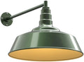 Steel Lighting Co. Redondo Barn Light | Outdoor Wall Mounted | 20 inch Dome | 20" Straight Arm | Large Farmhouse Warehouse Light Made in America | Hunter Green Exterior/Brass Interior