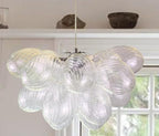 20 in. Bubble Ball Glass Chandelier Clear Swirled Ribbed Blown Glass Pendant Light Fixture for Bedroom Restaurant Dining Room Over Table