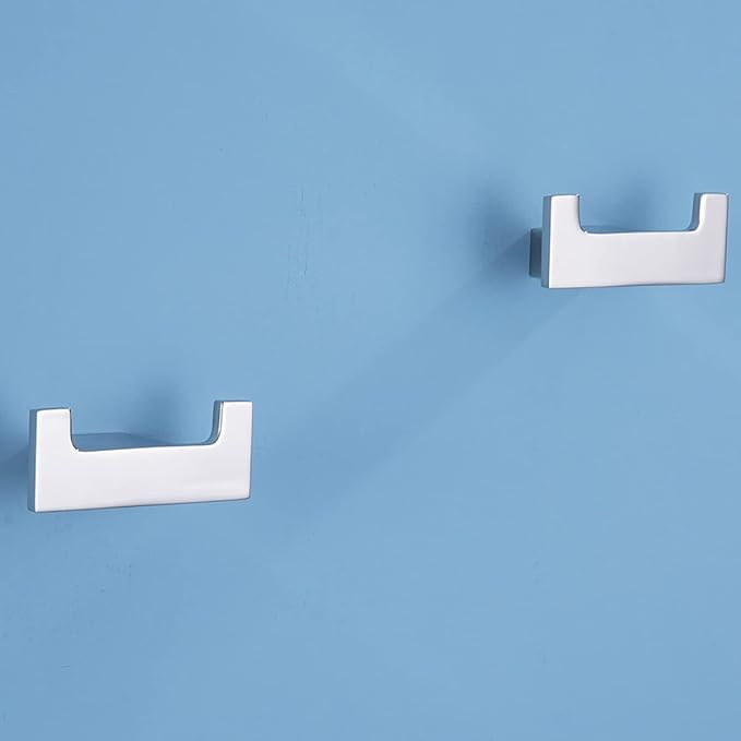 RANDOM Double Towel Hooks for Bathroom Wall Hook Heavy Duty Coat Robe Clothes Towel Sponges Hooks Holder SUS304 Stainless Steel Wall Mount Bathroom Kitchen Accessories 2 Pack Polished Chrome.