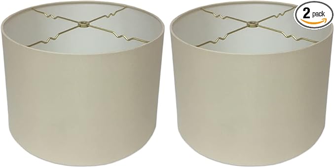 Royal Designs, Inc. HB-610-14BG-2 Shallow Drum Hardback Lamp Shade, 13 x 14 x 9, Beige, 2-Pack
